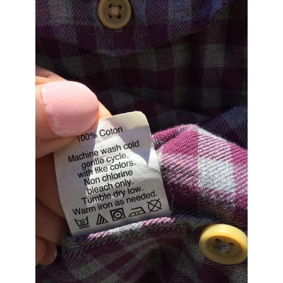 J.Crew Mens Flannel Button Down Shirt Workshirt Size Large Plaid Purple Fall - Picture 7 of 8